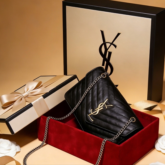 <AUTHENTIC>Saint Laurent Cassandre Matelassé Black - Picture 3 of 6